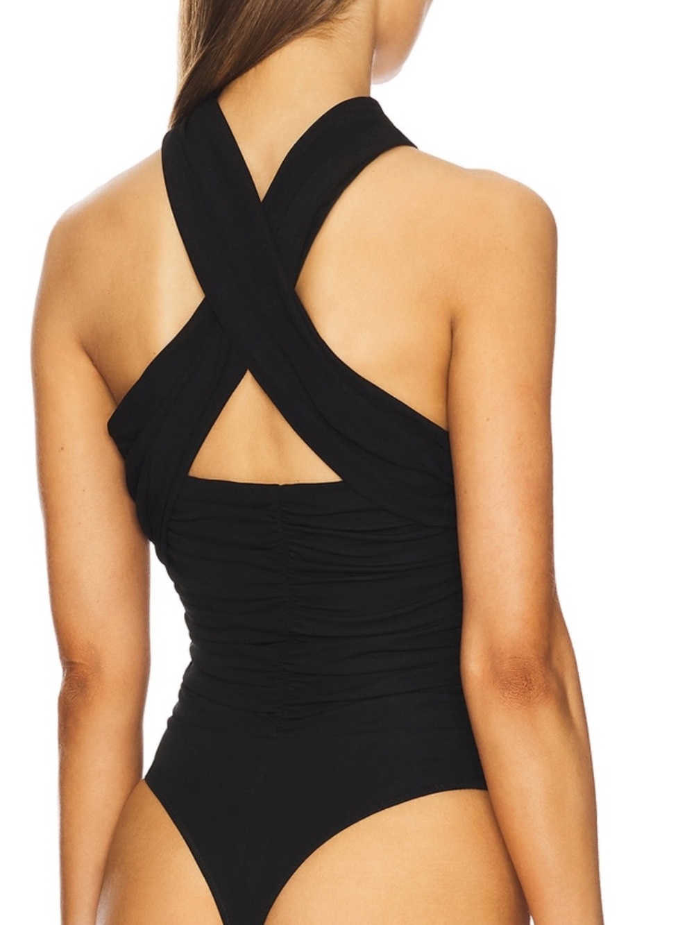Black Cross-Back One-Piece bodysuit -Women